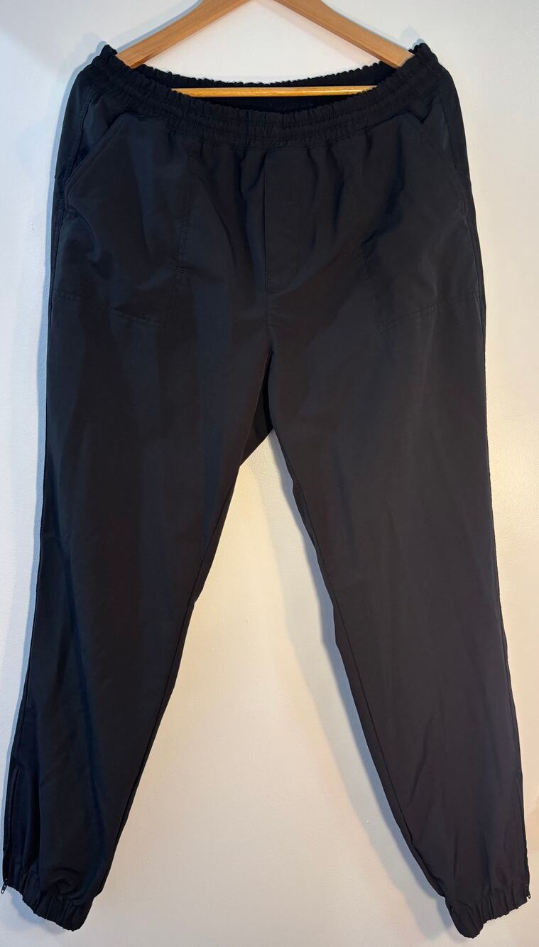 Black High-Waisted Elastic Waist Athletic Track Pants / Joggers w/ Ankle Zips